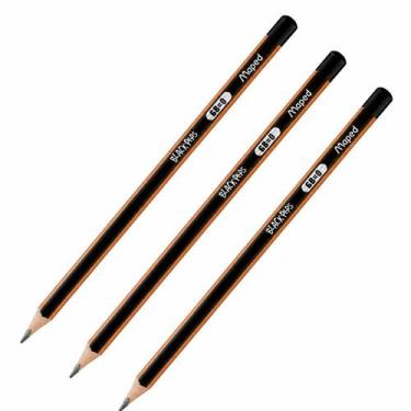 Imagem de Kit com 3 Lápis Preto Maped Black Peps Graduado 6B  Traço Macio e Inte
