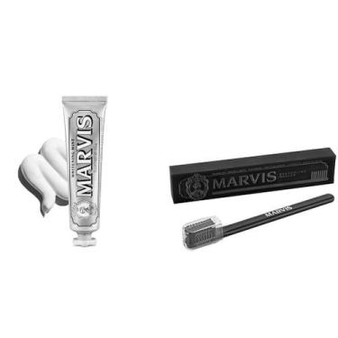 Imagem de Creme dental e escova de dentes Marvis Whitening Mint 110 ml