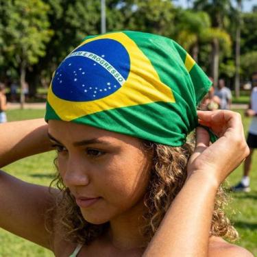 Imagem de Pack com 12 Bandanas Bandeira do Brasil em Tecido - Senhor Preço