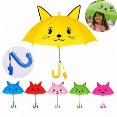 Imagem de Guarda Chuva Infantil Com Apito Orelhinhas Automatico Sombrinha Bichin