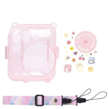 Imagem de Case Brilho Glitter Para Instax Mini 12 Com Bolso - Rosa - Mk Photo