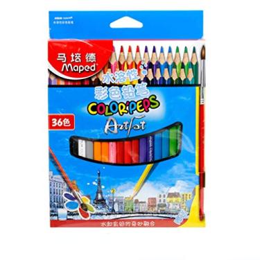 Imagem de Lápis de cor solúvel em água, 36 cores, pincel de arte, lápis de pintura