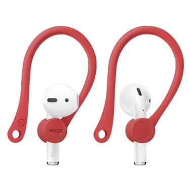 Imagem de elago Ganchos de ouvido compatível com AirPods Pro e 3, 2, 1, acessórios antiderrapantes, ajuste confortável, design ergonômico, construção de TPU durável, perfeito para exercícios [vermelho]