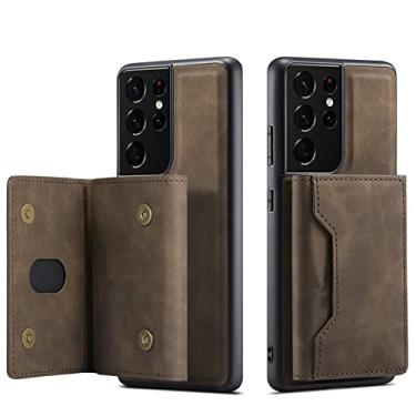 Imagem de Carteira magnética de couro de luxo flip case para Samsung Galaxy A52 A72 S21 S20 FE Note20 Ultra Plus A12 A32 A22 A42 A21 A02 A03 S A51 A71, Café, Para Galaxy A32 5G