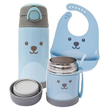 Imagem de KIT ALIMENTACAO INFANTIL BABADOR + GARRAFA E POTE TERMICO (GUMMY AZUL)