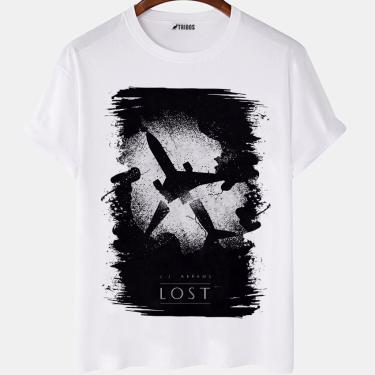 Imagem de Camiseta masculina Lost Serie De Tv Famosa Desenho Art Camisa Blusa Branca Estampada