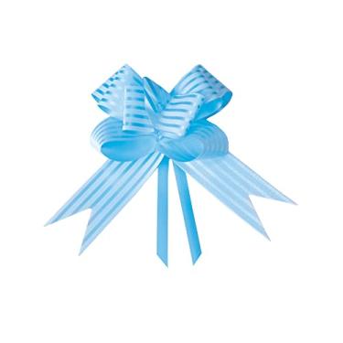 Imagem de 10 Laços Gravata Embalagem Presente Fita 30Mm Listras Azul