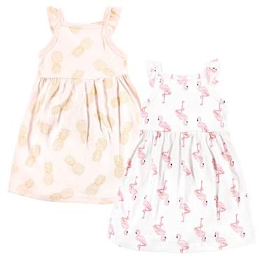 Imagem de Hudson Baby Vestidos de algodão para bebês meninas, Abacaxi flamingo, 6-9 Meses