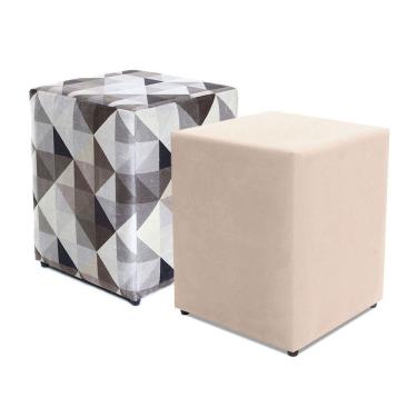 Imagem de Kit 2 Puffs Quadrados Decorativo 45cm 