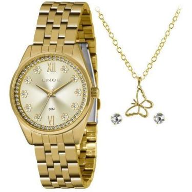 Imagem de Kit Relógio Lince Feminino Lrgj136L Kz39 + Colar E Brincos