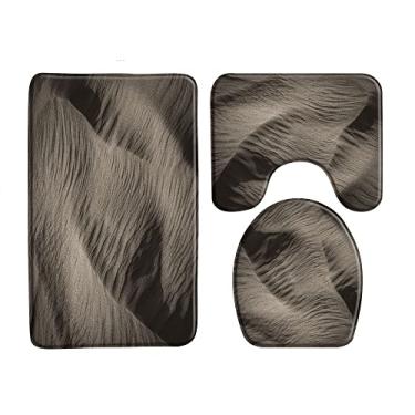 Imagem de Tapete de banho de areia de praia 3d conjunto de 3 peças tapete antiderrapante de banheiro tapete tapetes de banheiro capa de banheiro almofada em forma de u produtos de banheiro, 33987j, 3 peças tapetes, 450mmx750mm