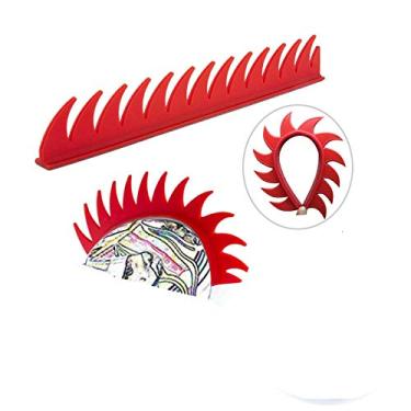 Imagem de Hai Hong capacete Hawks capacete de motocicleta moicano perucas sintéticas para bicicleta/quase capacete/bastão reutilizável, cor vermelha com uma pulseira de boa sorte feita à mão