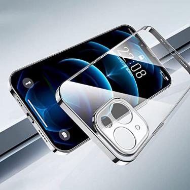 Imagem de Capa de telefone TPU transparente de chapeamento original para iphone 13 12 11 pro max mini xs xr x 8 7 plus se2 capa fina macia, prata, para iphone12 pro max