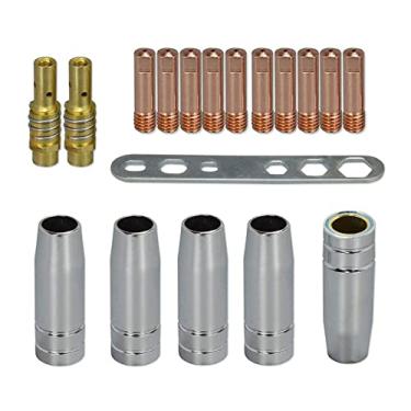 Imagem de RIVERWELD MIG MAG Pontas de contato .114.3 cm 1,2 mm M6 e difusor de suporte de pontas 002.0078 Copos de proteção de cobertura bico de gás cônico 145.0075 Placa 191.0001 para tocha de solda MB15 15AK