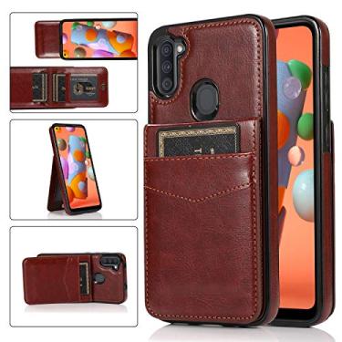 Imagem de Mobile phone accessories Para Samsung for Galaxy A11 cor sólida PC + capa protetora TPU com suporte e slots de cartão phone case