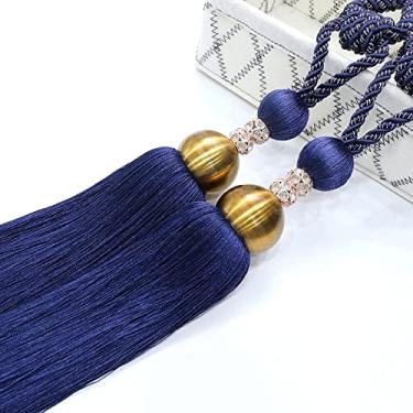 Imagem de Cortina de Luxo Estilo Europeu Cortina Bola Pendurada Amarrações Cortina Retenções Borlas Bandagens Casa Escovas Acessórios para Cortina, Azul Real