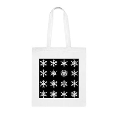 Imagem de Sacola de vetor de flocos de neve, presente de vetor de flocos de neve, bolsa de ombro de vetor de flocos de neve, sacos reutilizáveis de vetor de flocos de neve, ideia de de Natal, Branco