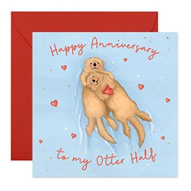 Imagem de Central 23 – Cartão de aniversário fofo – "To My Otter Half" – Sweet Pun – Animal – Para marido esposa namorada namorado – Vem com adesivos divertidos