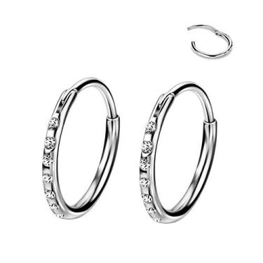 Imagem de Brincos de argola de aço cirúrgico 316L com piercing de orelha 10 mm para mulheres, brincos de calibre 20 com tubo de 16 g