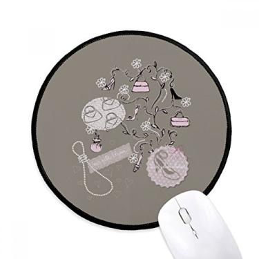 Imagem de DIYthinker Sapatos de salto alto bolsa de flores padrão mouse pad desktop escritório tapete redondo para computador