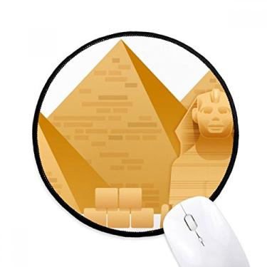 Imagem de Tapete de mouse com estampa de arte da esfinge da pirâmide do Egito para mesa de escritório tapete redondo para computador