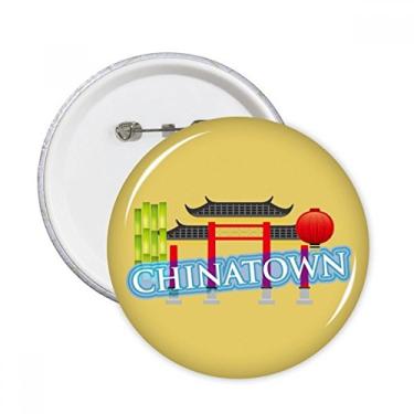 Imagem de Bambu Memorial Gateway China Town Alfinetes redondos emblema botão decoração acessório 5 peças