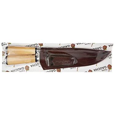 Imagem de Facas Gaúcha, 4008IO, Conjunto Faca Para Churrasco 8" e Chaira Estriada Cutelaria Facas Gaucha Cabo de Osso, cor Bege, Aço