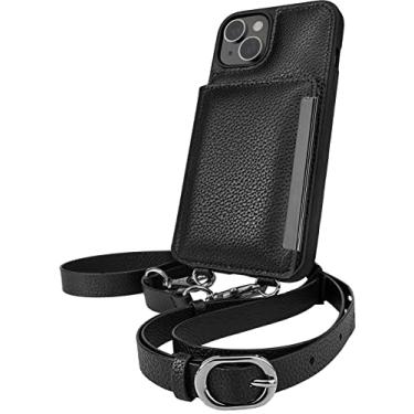 Imagem de Smartish Capa carteira transversal para iPhone 14 - Rainha dançante [bolsa/embreagem com alça destacável e alça de pulso] Capa protetora com suporte para cartão de crédito - Stiletto Black - Gunmetal
