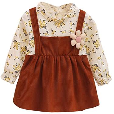 Imagem de Vestido camiseta infantil vestido para meninas primavera estilo estrangeiro menina bebê princesa vestido primavera e vestido listrado para meninas tamanho 12 (A, 4-5 anos)