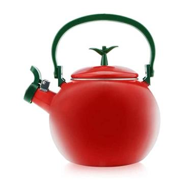Imagem de Chaleira de chá com assobio para fogão, esmaltada em aço teakettle, Supreme Housewares Apple Design Bule de água, acessórios de cozinha bonitos Teteras (1,6 litros, maçã)
