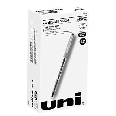 Imagem de Uni-Ball 60126 Vision Roller Ball Stick Caneta Impermeável Tinta Preta Dúzia Fina