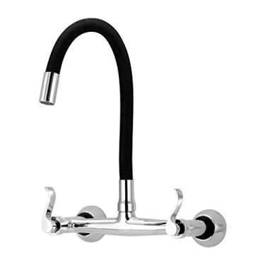 Imagem de Misturador de Cozinha Flexível Preto Parede 1/4 de Volta Acabamento:Volante C172