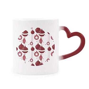 Imagem de Caneca vermelha branca com estampa de decoração de Natal sensível ao calor Caneca vermelha que muda de cor