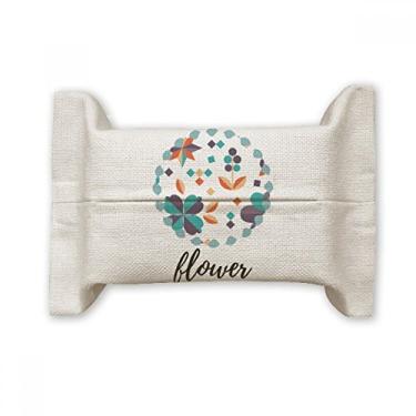 Imagem de Suporte de capa de papel para lenços faciais com tinta de planta Flower Pixel Bolsa de linho de algodão