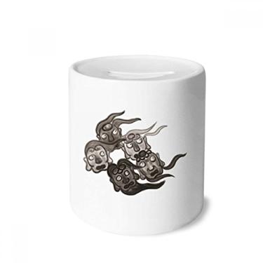 Imagem de DIYthinker Caixa de moedas de cerâmica estilo cinco Goblins estilo chinês porta-moedas presente de cofrinho