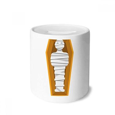 Imagem de DIYthinker Caixa de moedas de cerâmica com estampa de caixão do Egito Mummy Coffin Presente de cofrinho
