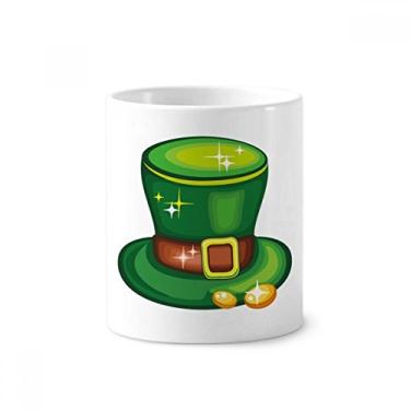 Imagem de Shine Green Hat Ireland St.Patrick's Day Suporte para caneta de escova de dentes Caneca de cerâmica com suporte para lápis