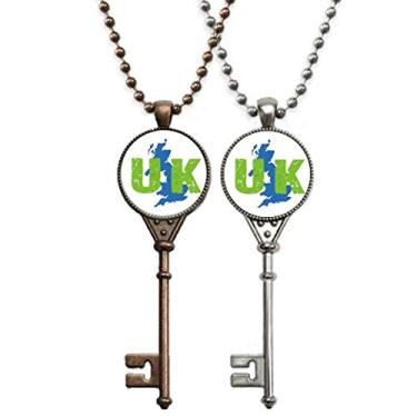 Imagem de OFFbb-USA Mapa Britânico Combinação Europa Chaveiro Colar Pingente Joias Decoração Casal