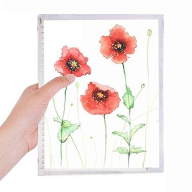 Imagem de Caderno de folhas soltas para aquarela com flor vermelha de milho