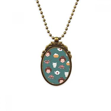 Imagem de DIYthinker Chaveiro com pingente de contas vintage e colar de arroz Cat Sakura