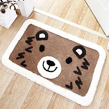 Imagem de jia cool Tapete de banheiro de desenho animado com pés fofos tapete de chuveiro macio absorvente para banheiro, dormitório, sala de cozinha (urso pequeno de 45,5 x 80 cm)