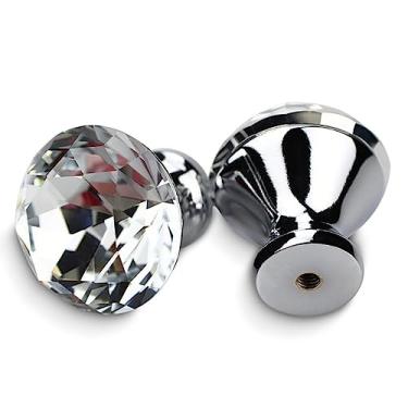 Imagem de Puxadores de armário de cozinha Design em forma de diamante Puxadores de vidro de cristal Puxadores de armário Puxadores de gaveta Ferragens para alça de móveis, transparente