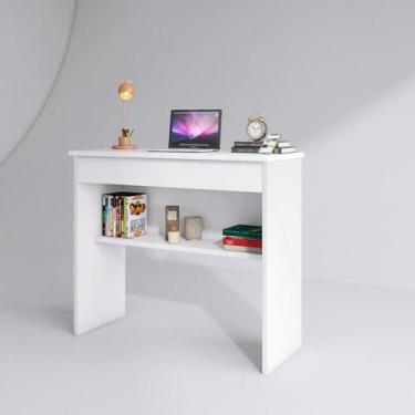 Imagem de Mesa Computador Com Gaveta Escrivaninha Branca Estudo Quarto Sala Home