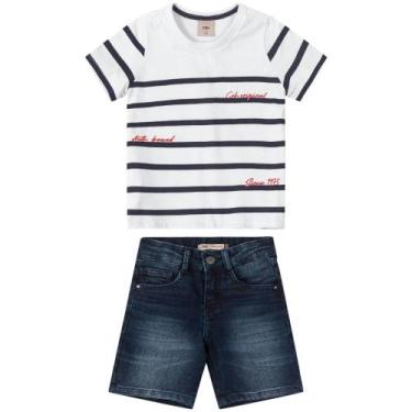 Imagem de Conjunto Infantil Menino Carinhoso Camiseta E Bermuda Jeans