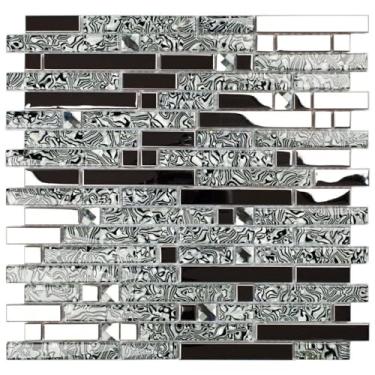 Imagem de Pastilha de Aço Inox e Vidro Glass Mosaic Espelhado