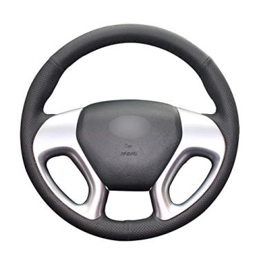 Imagem de Capa de volante de carro confortável e antiderrapante costurada à mão preta, apto para Hyundai ix35 2010 a 2016 Tucson 2 2010 2011 2012 2013 2014 2015