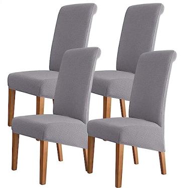 Imagem de Conjunto de capas para cadeiras de jantar 2/4/6/8 capas elásticas elastano capas de assento laváveis ​​capa protetora para cozinha de casamento sala de jantar escritório casa hotel banquete cerimônia
