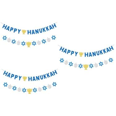 Imagem de Totority 6 Peças Hanukkah Latte Art Guirlanda Ao Ar Livre Carta Um Enfeite Carta Uma Decoração Enfeites Rústicos Glitter Hanukkah Banner De Festa Chanukah Menorah Banner Bandeira Banner