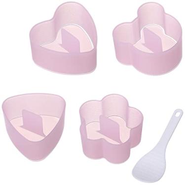 Imagem de Molde antiaderente Onigiri Molde Triângulo, Coração, Urso e Ameixa Moldes de Esfera de Arroz em Formato de Flor, Kit Criativo de Sushi Arroz com Pá de Arroz Pequena (4 peças)