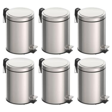Imagem de Kit Com 6 Lixeiras Brasil Inox Tramontina 5 Litros Com Pedal